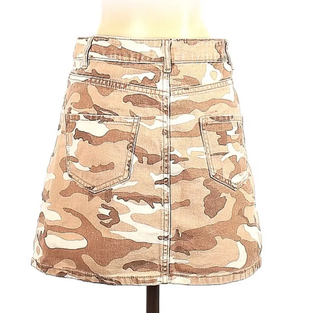 Pimkie collection tan corduroy button down denim mini skirt, 40 or‎ small